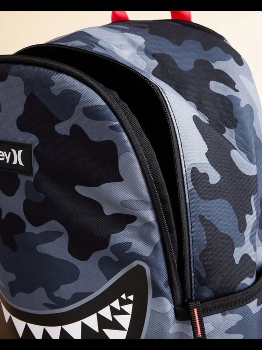 NEW! Hurley Gray & Black Camo Backpack with Graphic Shark Design NWT